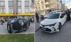 Çarpışmanın Etkisiyle Araç Yan Yattı