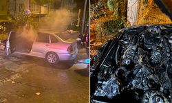 Park Halindeki Otomobilin Motoru Alev Aldı
