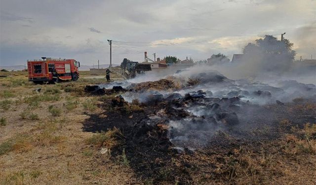 TUZLUKÇU’DA ÇIKAN YANGINDA SAMAN BALYALARI YANDI