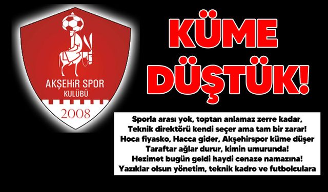 Akşehirspor İçin Kara Bir Gün Yaşandı!