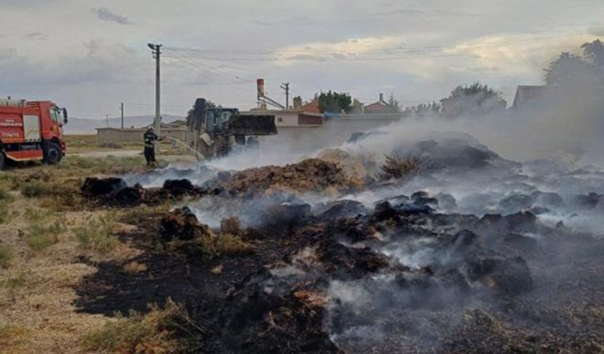 TUZLUKÇU’DA ÇIKAN YANGINDA SAMAN BALYALARI YANDI