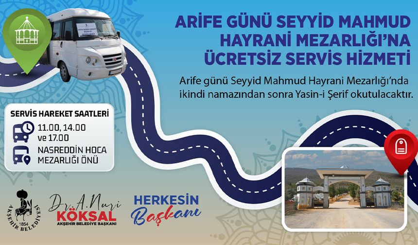 Belediyeden Seyyid Mahmud Hayrani Mezarlığına Ücretsiz Servis!