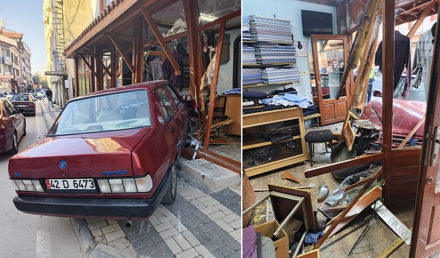 Akşehir’de Otomobil İş Yerine Girdi