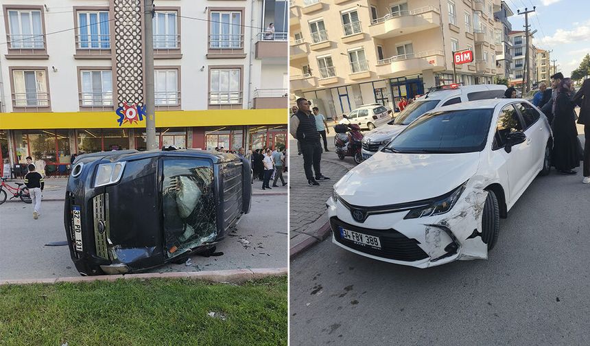 Çarpışmanın Etkisiyle Araç Yan Yattı