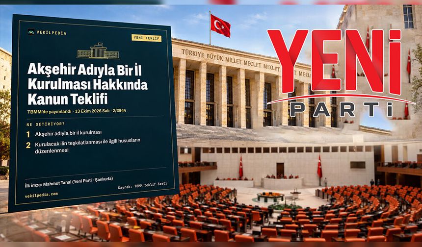 Yeni Parti’den Akşehir’in İl Olması İçin Kanun Teklifine Destek Çağrısı